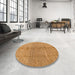 Round Machine Washable Abstract Yellow Rug in a Office, wshabs5042
