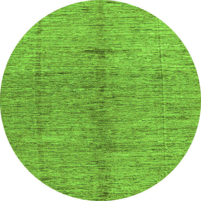 Round Machine Washable Oriental Green Modern Area Rugs, wshabs5042grn