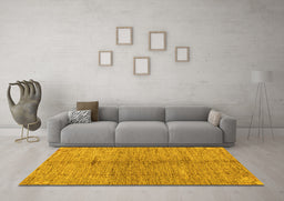 Machine Washable Oriental Yellow Modern Rug in a Living Room, wshabs5042yw