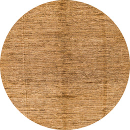 Round Abstract Yellow Oriental Rug, abs5042