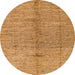 Round Abstract Yellow Oriental Rug, abs5042