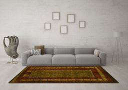 Machine Washable Oriental Yellow Modern Rug in a Living Room, wshabs5043yw