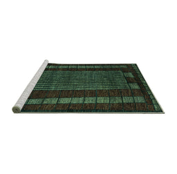 Sideview of Machine Washable Oriental Turquoise Modern Area Rugs, wshabs5043turq