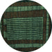 Round Oriental Turquoise Modern Rug, abs5043turq