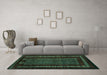 Machine Washable Oriental Turquoise Modern Area Rugs in a Living Room,, wshabs5043turq