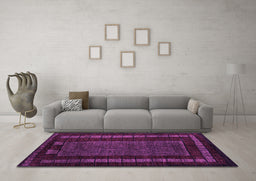 Machine Washable Oriental Purple Modern Area Rugs in a Living Room, wshabs5043pur