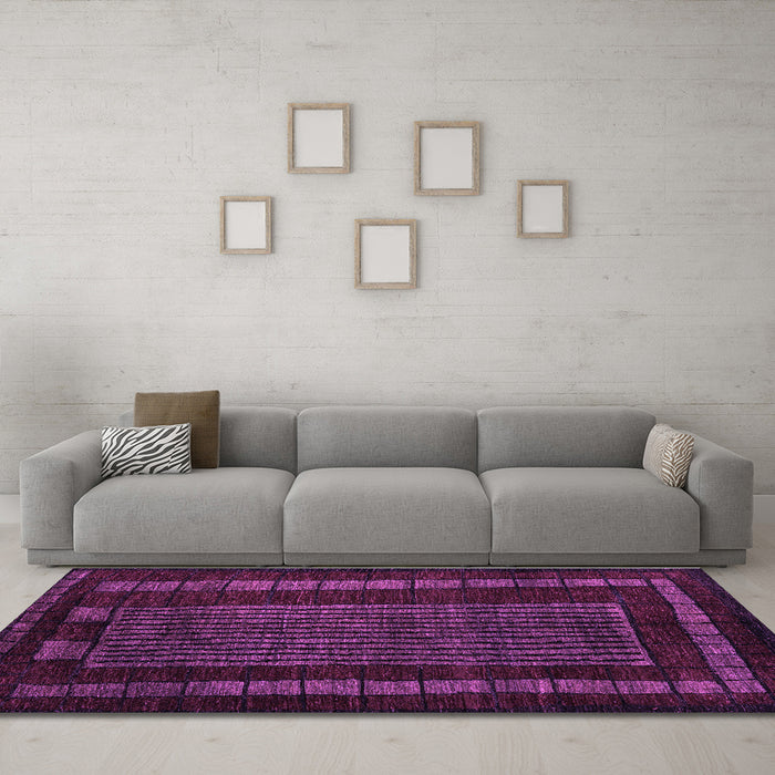 Machine Washable Oriental Purple Modern Area Rugs in a Living Room, wshabs5043pur