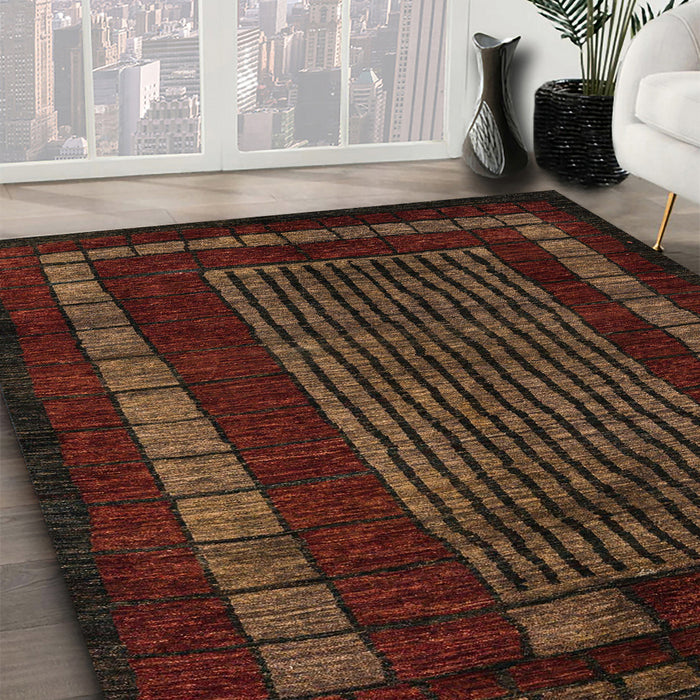 Abstract Red Oriental Rug in Family Room, abs5043