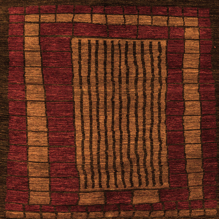 Square Machine Washable Oriental Orange Modern Area Rugs, wshabs5043org