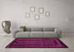 Machine Washable Oriental Pink Modern Rug in a Living Room, wshabs5043pnk