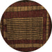 Round Machine Washable Oriental Brown Modern Rug, wshabs5043brn