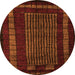 Round Machine Washable Oriental Orange Modern Area Rugs, wshabs5043org