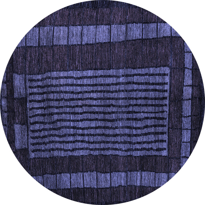 Round Machine Washable Oriental Blue Modern Rug, wshabs5043blu