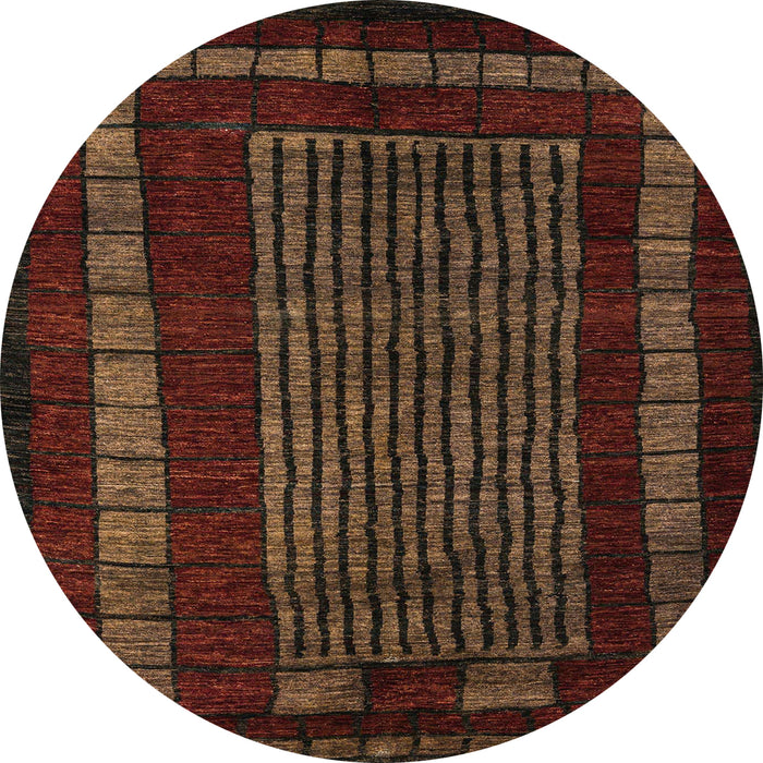 Round Abstract Red Oriental Rug, abs5043