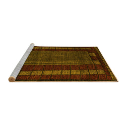 Sideview of Machine Washable Oriental Yellow Modern Rug, wshabs5043yw