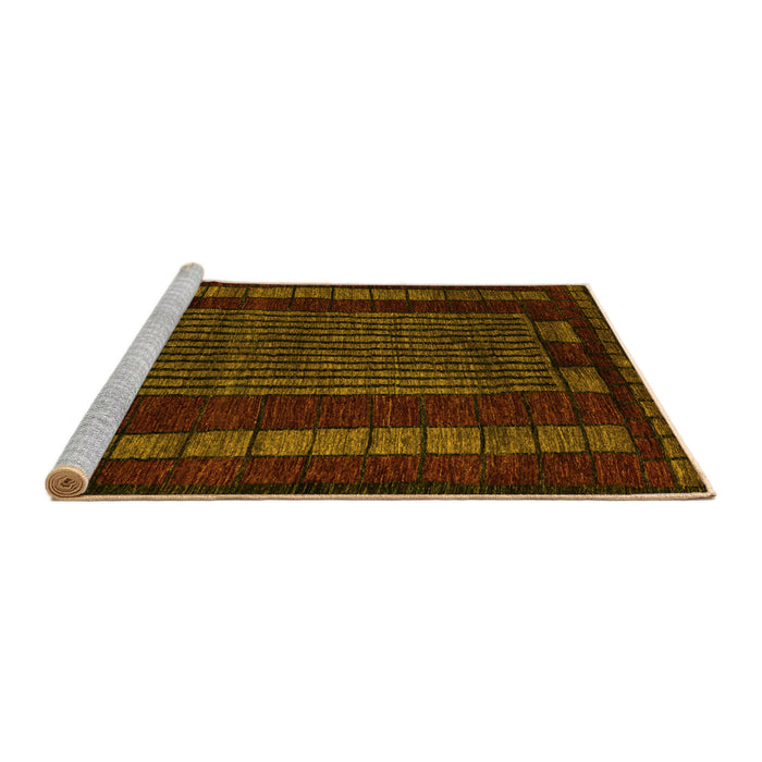 Sideview of Machine Washable Oriental Yellow Modern Rug, wshabs5043yw