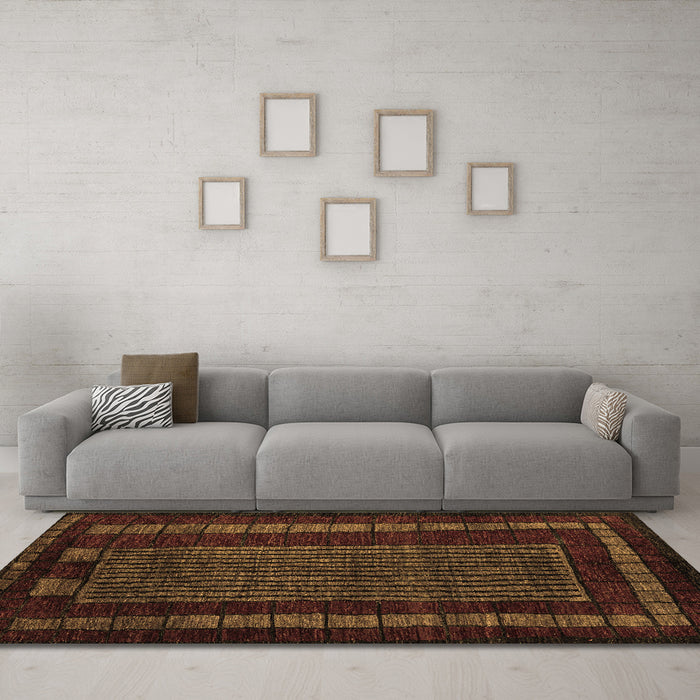 Machine Washable Oriental Brown Modern Rug in a Living Room,, wshabs5043brn