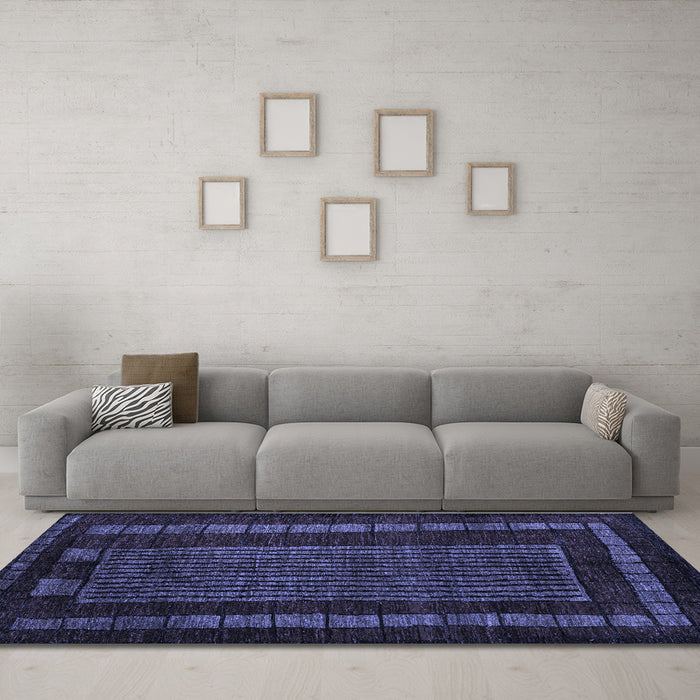 Machine Washable Oriental Blue Modern Rug in a Living Room, wshabs5043blu