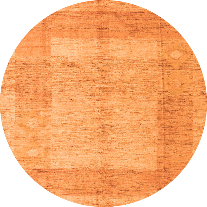 Round Machine Washable Abstract Orange Modern Area Rugs, wshabs5044org