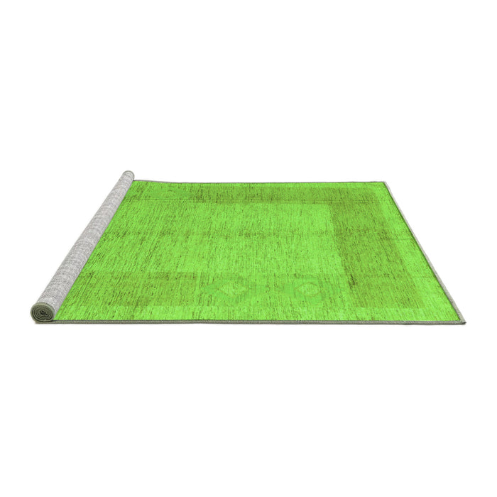 Sideview of Machine Washable Abstract Green Modern Area Rugs, wshabs5044grn