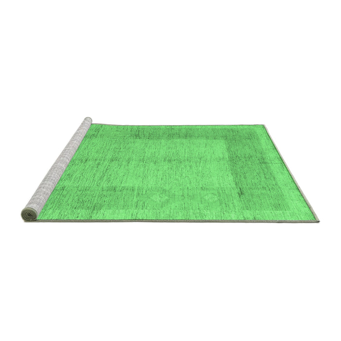 Sideview of Machine Washable Abstract Emerald Green Modern Area Rugs, wshabs5044emgrn