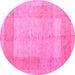 Round Abstract Pink Modern Rug, abs5044pnk