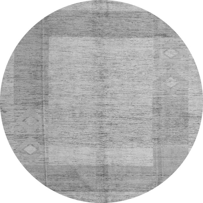 Round Machine Washable Abstract Gray Modern Rug, wshabs5044gry