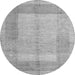 Round Machine Washable Abstract Gray Modern Rug, wshabs5044gry