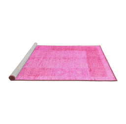 Sideview of Machine Washable Abstract Pink Modern Rug, wshabs5044pnk