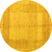 Round Abstract Yellow Modern Rug, abs5044yw