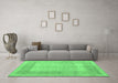 Machine Washable Abstract Emerald Green Modern Area Rugs in a Living Room,, wshabs5044emgrn