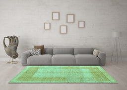 Machine Washable Abstract Turquoise Modern Area Rugs in a Living Room,, wshabs5044turq