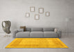 Machine Washable Abstract Yellow Modern Rug in a Living Room, wshabs5044yw