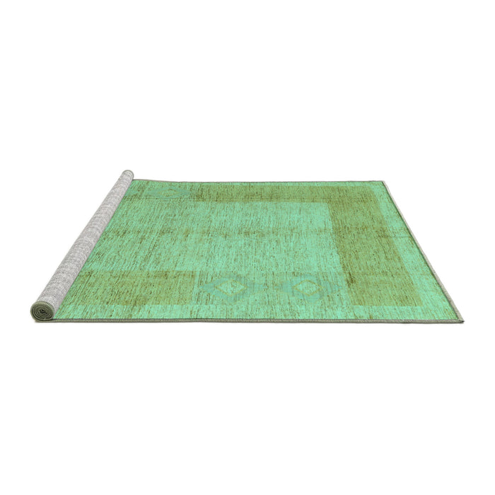 Sideview of Machine Washable Abstract Turquoise Modern Area Rugs, wshabs5044turq