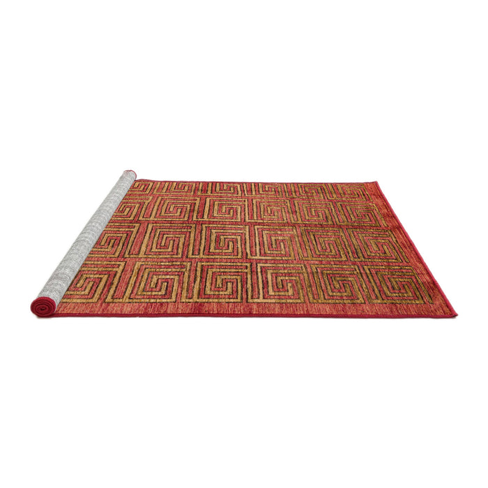 Sideview of Machine Washable Abstract Red Rug, wshabs5045
