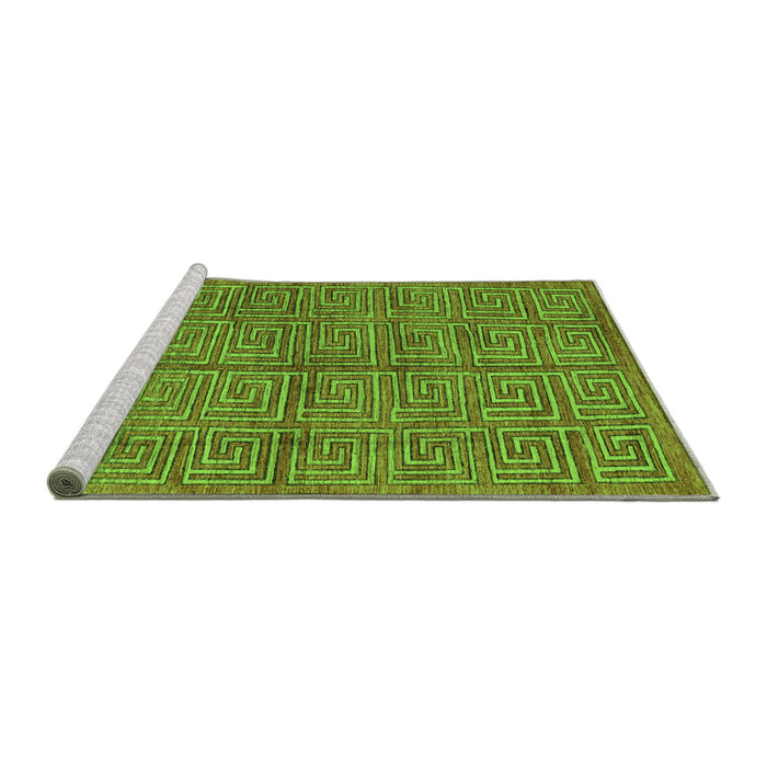 Sideview of Machine Washable Abstract Green Modern Area Rugs, wshabs5045grn