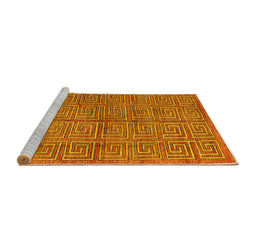 Sideview of Machine Washable Abstract Yellow Modern Rug, wshabs5045yw