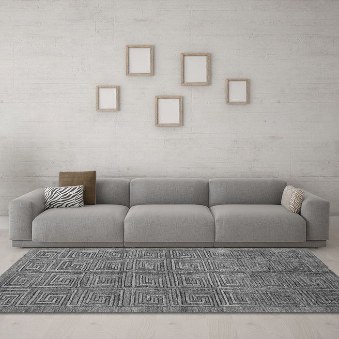 Machine Washable Abstract Gray Modern Rug in a Living Room,, wshabs5045gry