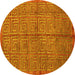 Round Abstract Yellow Modern Rug, abs5045yw