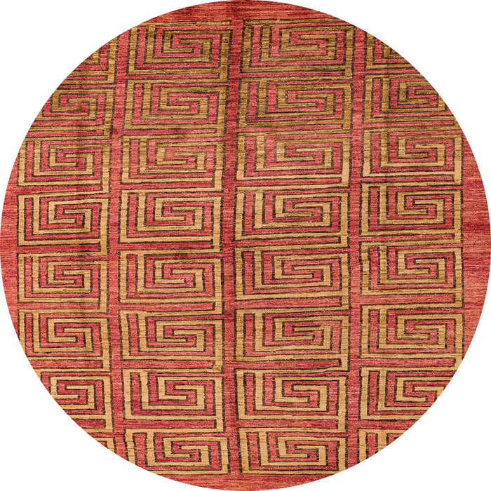 Round Machine Washable Abstract Red Rug, wshabs5045
