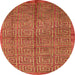 Round Machine Washable Abstract Red Rug, wshabs5045