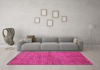 Machine Washable Abstract Pink Modern Rug, wshabs5045pnk