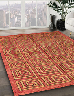 Machine Washable Abstract Red Rug in a Family Room, wshabs5045