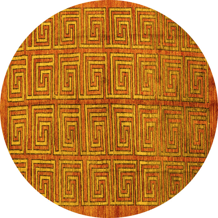 Round Machine Washable Abstract Yellow Modern Rug, wshabs5045yw