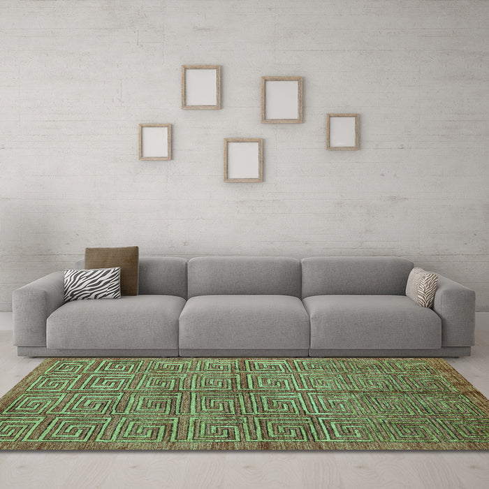 Machine Washable Abstract Turquoise Modern Area Rugs in a Living Room,, wshabs5045turq
