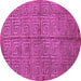 Round Machine Washable Abstract Purple Modern Area Rugs, wshabs5045pur