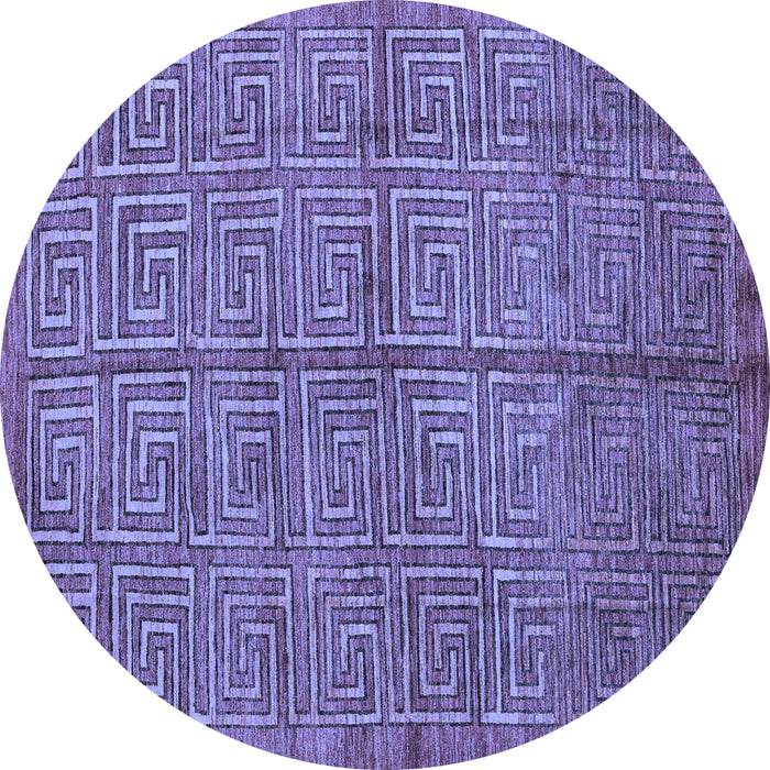 Round Abstract Blue Modern Rug, abs5045blu