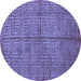 Round Abstract Blue Modern Rug, abs5045blu