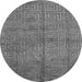 Round Machine Washable Abstract Gray Modern Rug, wshabs5045gry