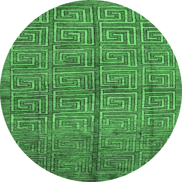 Round Abstract Emerald Green Modern Rug, abs5045emgrn